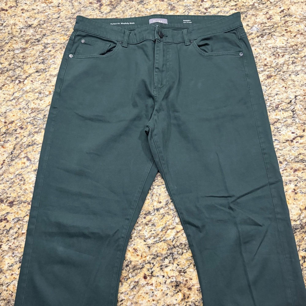 DL1961 Russell Slim Straight Pants Mens 35x32 Green Forest 5 Pocket Trousers ws